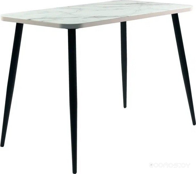Кухонный стол ВВР Прямоугольный (стекло с ф/п мрамор белый/черный конус 100/60)