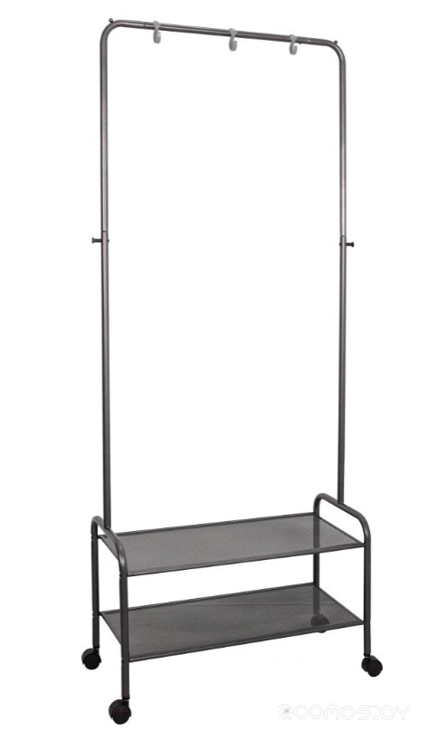 Вешалка гардеробная Валенсия 22М с двумя полками на колёсах (Графит) 