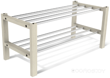 Полка для обуви Sheffilton Альберо SHT-SR9 артикул ПЛТ-175 беленый/алюм.металлик