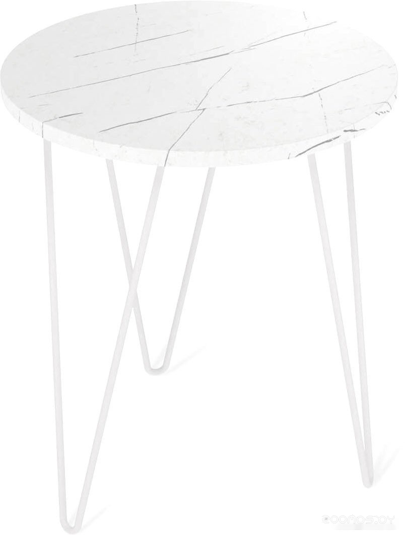 Журнальный столик Sheffilton SHT-CT79 белый мрамор/белый муар