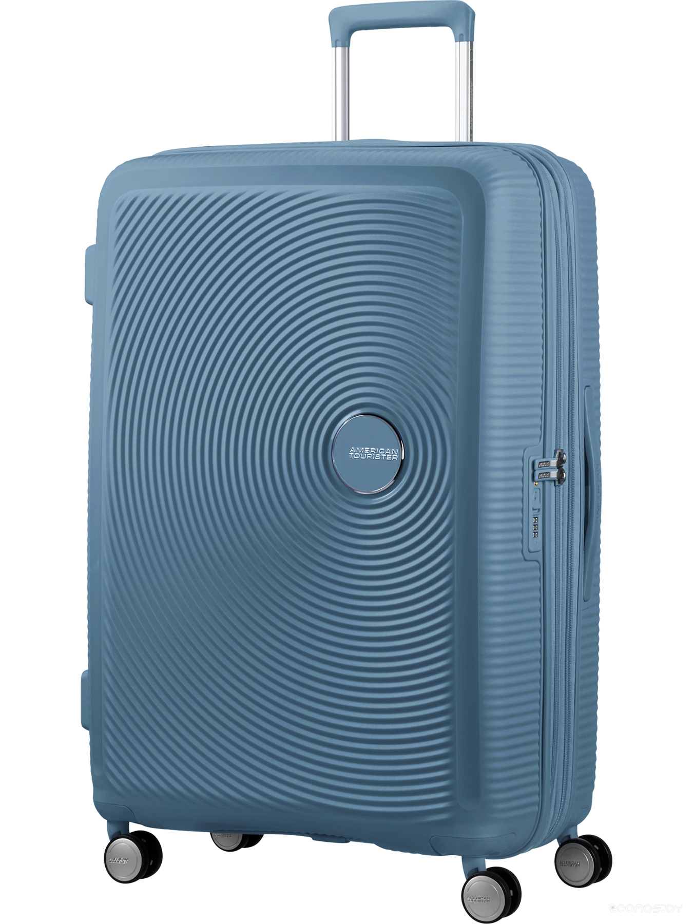 Чемодан-спиннер American Tourister SoundBox Stone Blue 77 см