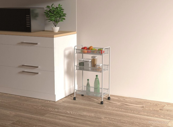 Этажерка Ладья 2 К (Белый) 44х25х71,5см на колесах 