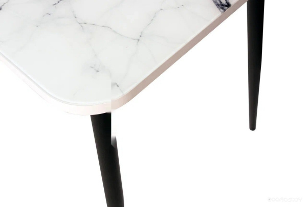 Кухонный стол ВВР Прямоугольный (стекло с ф/п мрамор белый/черный конус 100/60)