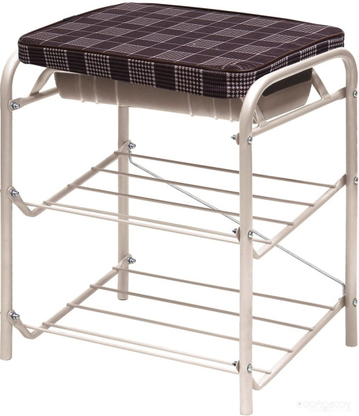 Банкетка Haushalt НБ1 440х330х516 в клетку/бежевый металлик 