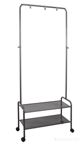 Вешалка гардеробная Валенсия 22М с двумя полками на колёсах (Графит) 
