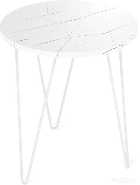 Журнальный столик Sheffilton SHT-CT79 белый мрамор/белый муар