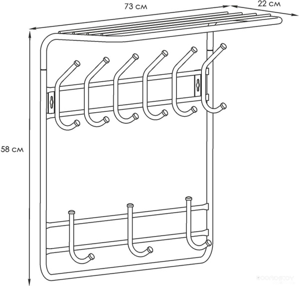 Вешалка 2х ярусная 80 (Белый)  9 крючков