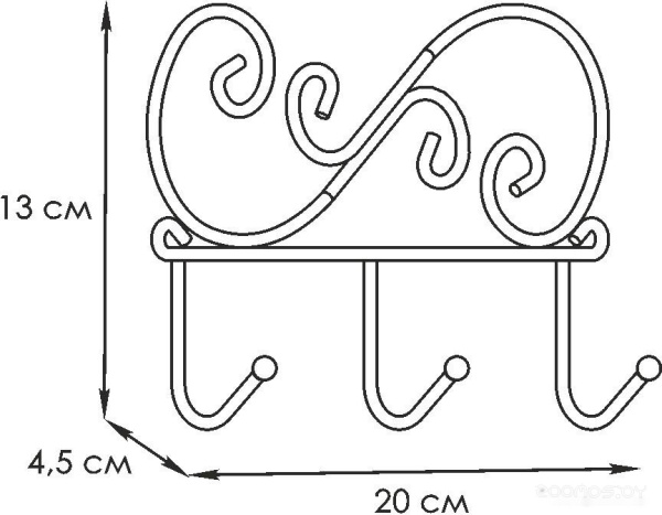 Вешалка Кружева 3 (Черный) 3 крючка