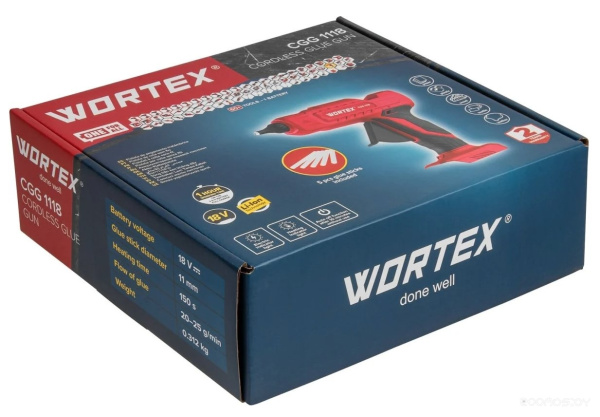 Пистолет клеевой аккум.WORTEX CGG 1118 в коробке