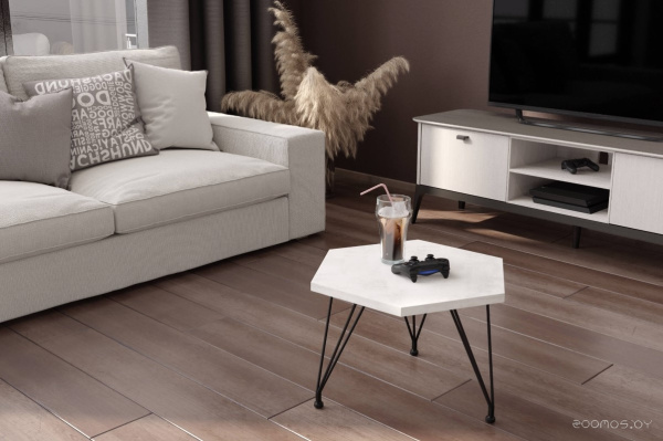 Журнальный столик Sheffilton SHT-CT35 черный муар/хромикс белый