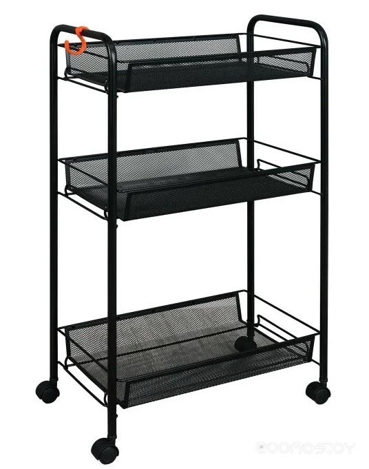 Этажерка Ладья 2 К Черный 44х25х71,5см на колесах 