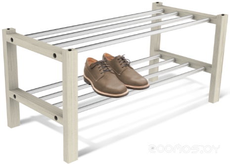 Полка для обуви Sheffilton Альберо SHT-SR9 артикул ПЛТ-175 беленый/алюм.металлик