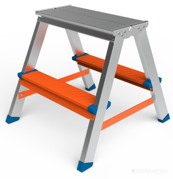 Стремянка алюминиевая двусторонняя 2+2 Color max.нагрузка 150кг.  