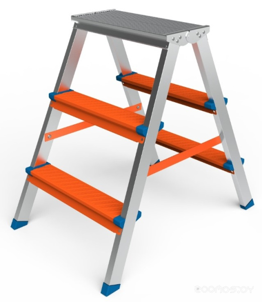 Стремянка алюминиевая двусторонняя 3+3 Color max.нагрузка 150кг.  