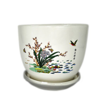 Горшок для цветов 1,4л с подставкой TS-FLWPOT   <<р.:14,0*13,0см; Состав:керамика>>