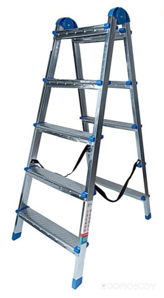 Стремянка 5-ти ступенчатая AZK B5 TwoSide Pro, 2 секции, стальная, оцинкованная