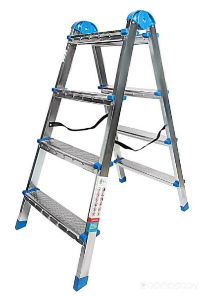 Стремянка 4-х ступенчатая AZK B4 TwoSide Pro, 2 секции, стальная, оцинкованная