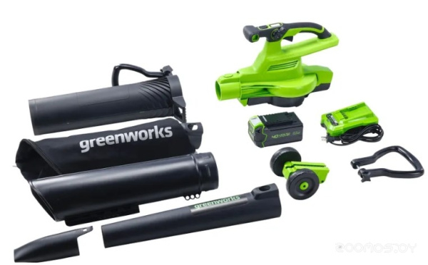Воздуходув-пылесос садовый аккум.Greenworks 40V GD40BVII (без АКБ и ЗУ) 2406907